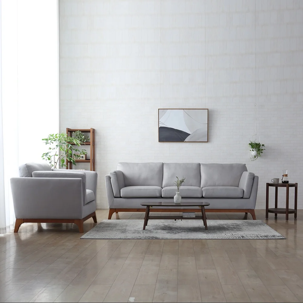 Pesanan Kustom Kilang Kain 2 3 Dudukan Sofa dan Kerusi Tunggal Seater Sofa