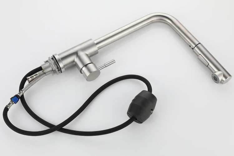 Grifos de fregadero de agua de grifo de cocina de acero inoxidable, grifo de cocina con cabezal extraíble