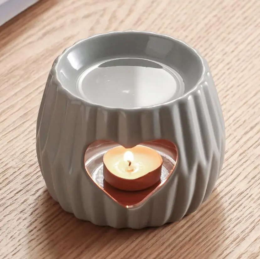 Fragrance Candle Wax Melt New Heart Grey Ceramic Essential Oil Burner