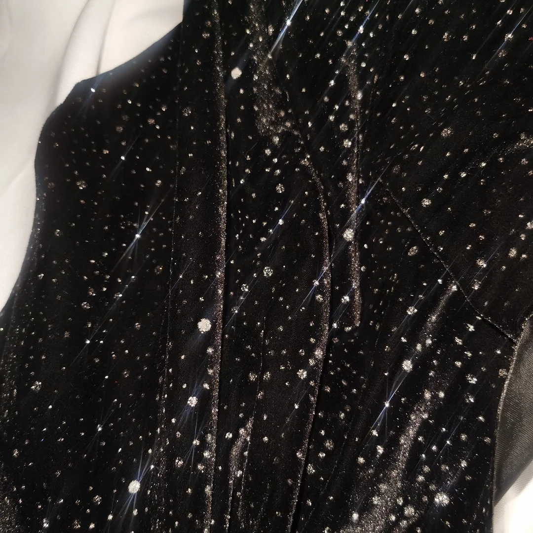 black glitter fabric for dresses Black Stretch Glitter Fabric