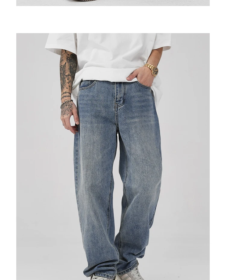 High Quality Denim 100%cotton Jeans Men Straight Baggy Jeans Oversized ...
