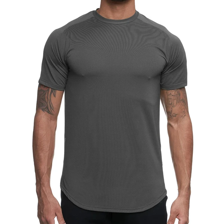 Custom Blank Camiseta Fitted Polyester Shirts Quick Dry Crewneck