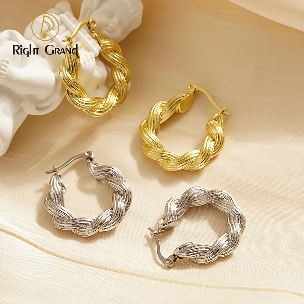 thumbnail image 2 of 18K Gold Plated Hoop Earrings - Trendy Twisted Huggie Style (20-60mm) 2 of 13