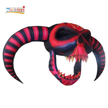 Zhenmei 6m Giant Inflatable Skull Entrance Inflatable Halloween Skull Entrance with LED Light