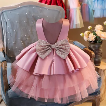 Kids Tulle Party Princess Dress Up Summer One Year Baby Girl Dresses For 1St Birthday