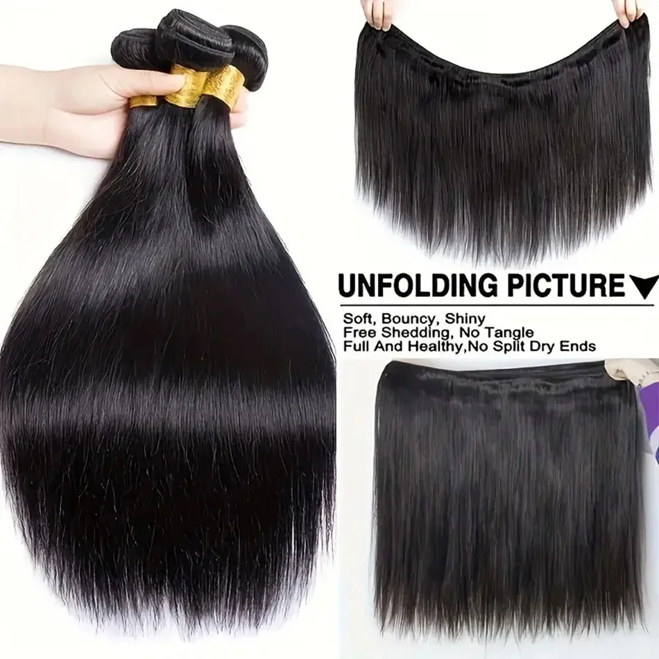 Knochen gerade Bündel Haarverlängerung für Frauen reines brasilianisches Haar 8-32 Zoll mehrere Größe_voghion.com