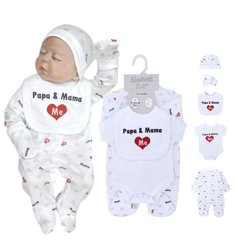 Wholesale Newborn Baby Clothing Set 5pcs Rompers Pajamas
