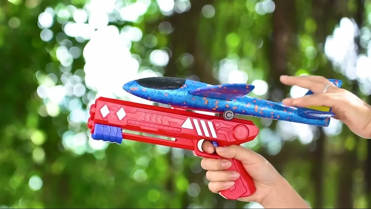 Throwing Foam Glider With Catapult Plane Gun Foam Glider Catapult Plane Launcher Shooting