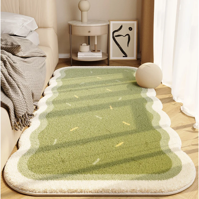 Bedroom Bed Rug Irregular Shape Microfiber Mat Machine Washable Living Room