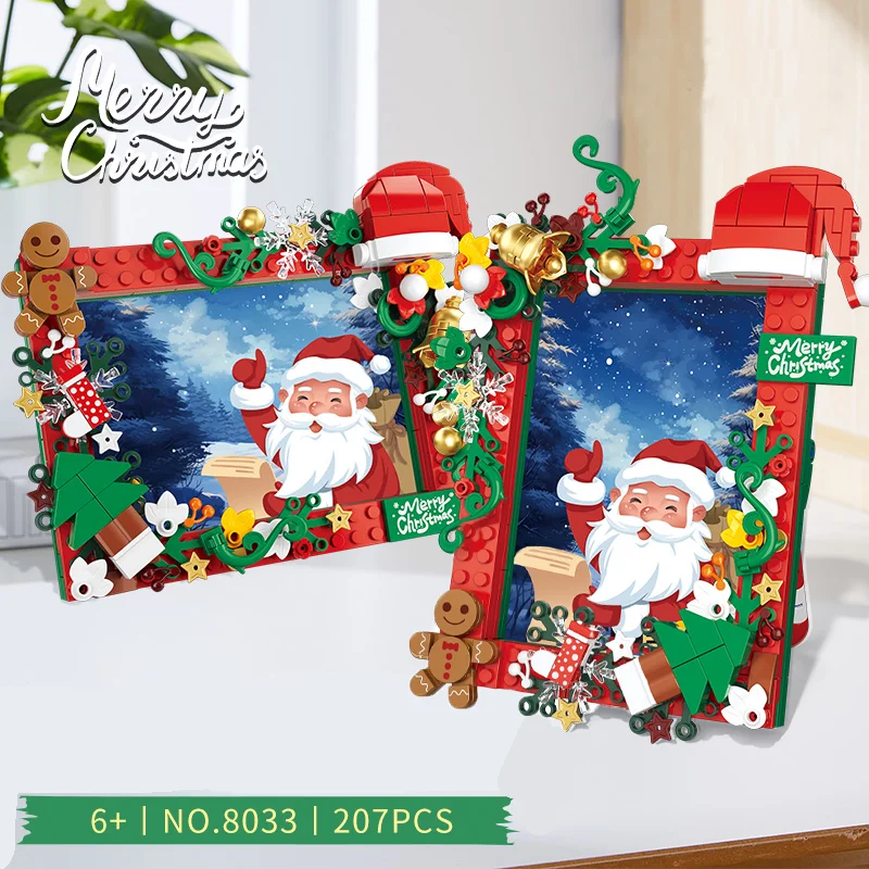 CAYI Christmas Photo Frames Building Block Set Santa Claus Plastic Block Picture Photo Albums 3D Models Assembly Toys Decoration