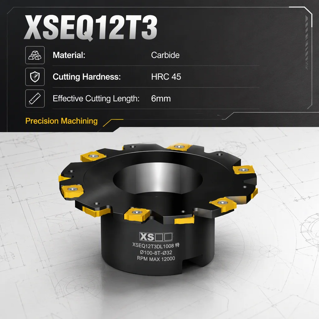 Square 3-sided Indexable Carbide Insert Indexable Slot Milling Tool Holders Matched with XSEQ12T3 Carbide Inserts