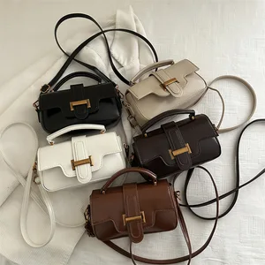 2026 New Retro Square Crossbody Bag for Women PU Leather Flap Lock Small Shoulder Bag with Adjustable Strap