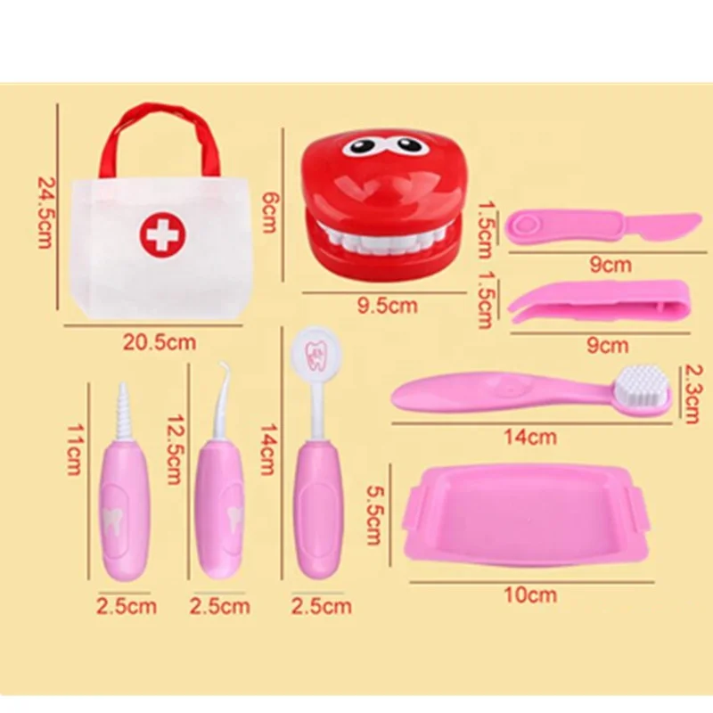 9Pcs/set Brushing Practice Kids Pretend Play Toy Dentist Check