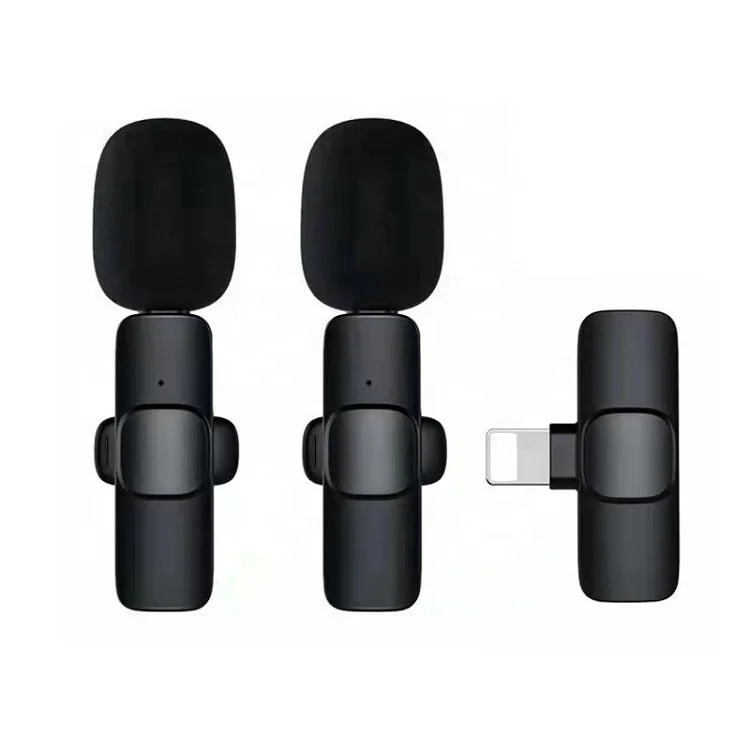 New K9 Wireless Lavalier Microphone 2in1 Noise Cancellation Mini Portable Mic for Iphone Android Live Streaming Vlog Recording