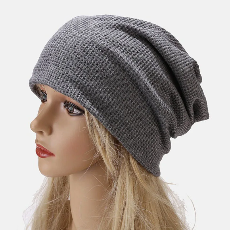 Unisex Slouchy Beanie Cotton Waffle 