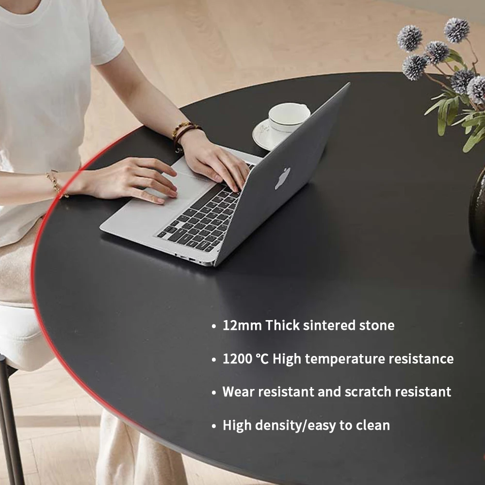 Modern Home Dining Room Furniture Double-Layer Round Table with Turntable Metal Sets & Marble Top