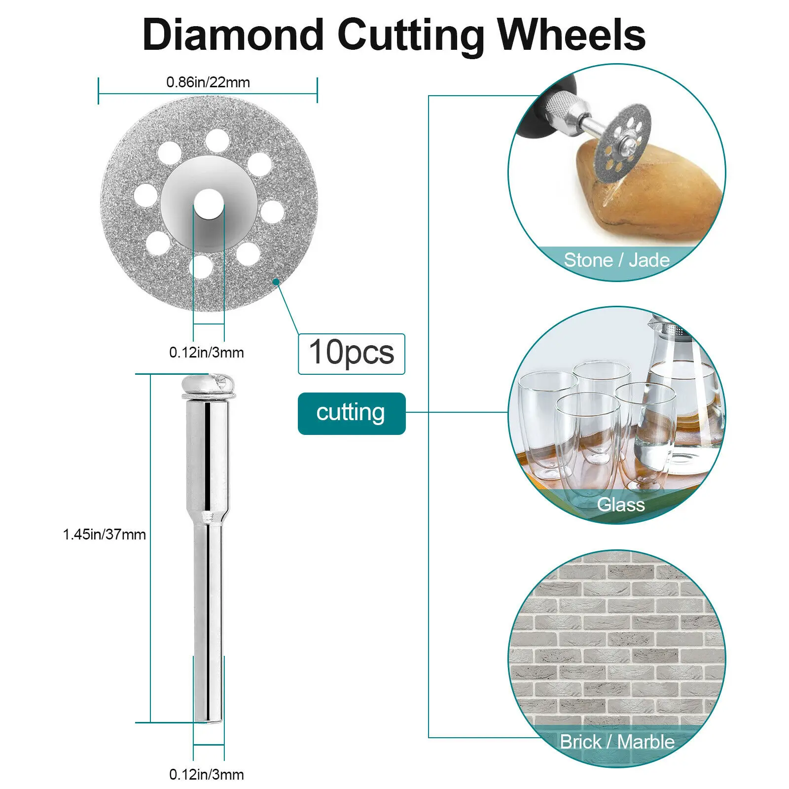 60pcs Diamond Cutting Wheels HSS Circular Saw Blades Die Grinder Metal Wood Cut Off Disc Rotary Tool Drilling Accessories