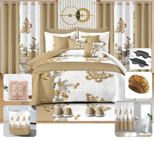 Bedding Collections Wholesale Luxurious king Size Bedcover Quilt Bedspread with Bedsheet Curtains 30 Pieces Bedding Set