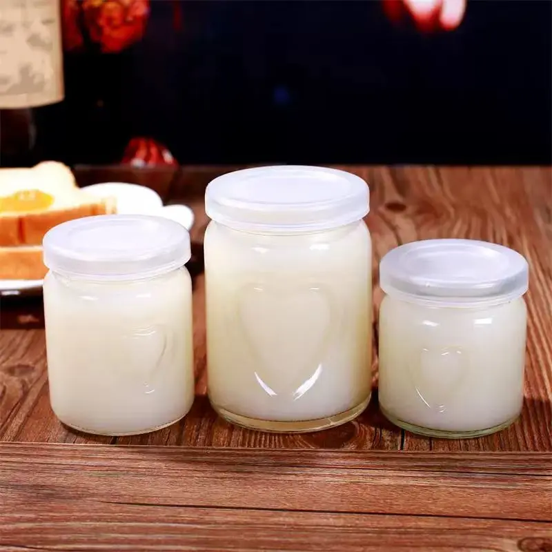 Food Container 150ml 250ml Yogurt Milk Glass Pudding Jar with Plastic Lid