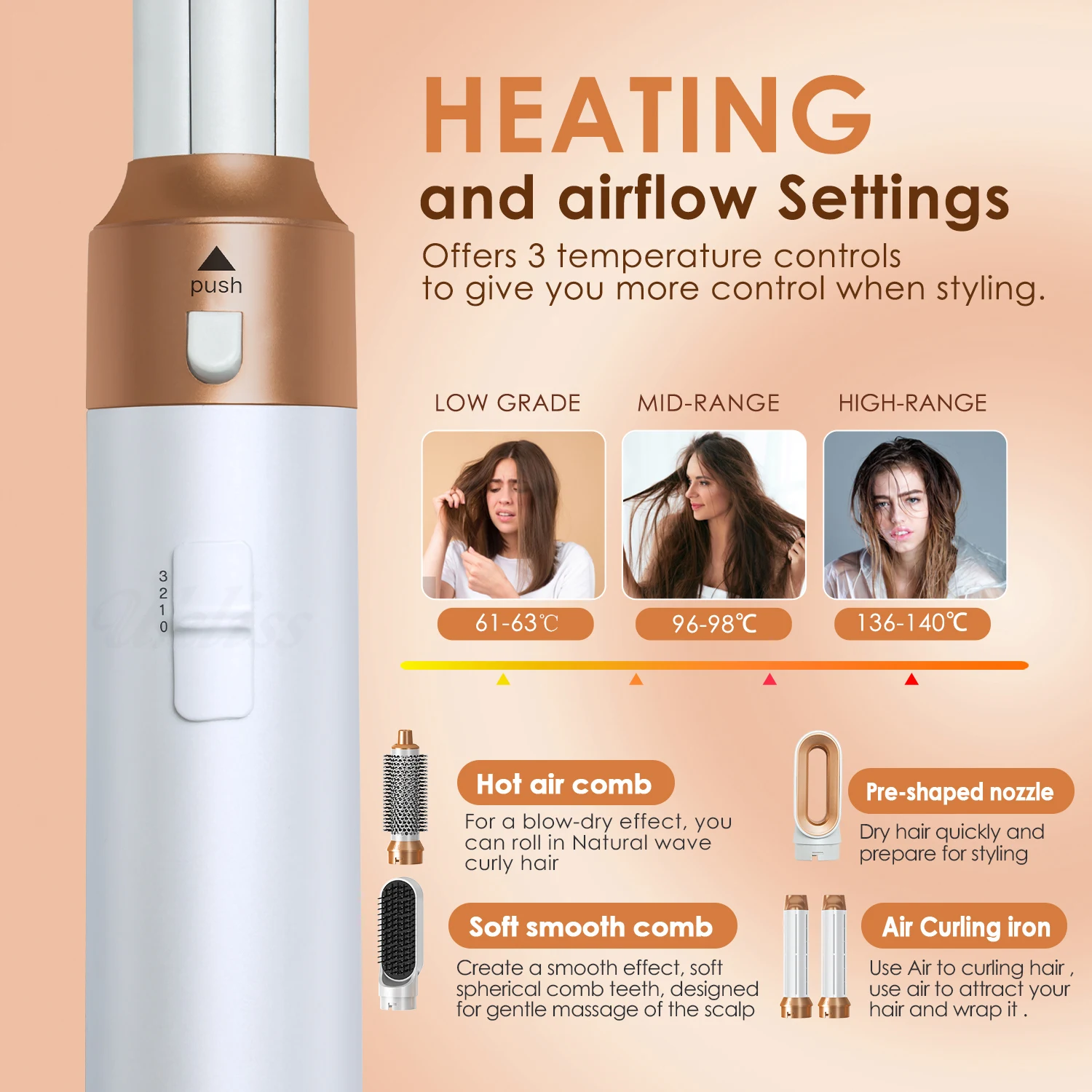 New 5 In 1 Hair Styler Electric Hair Dryer Brush Professional Complete