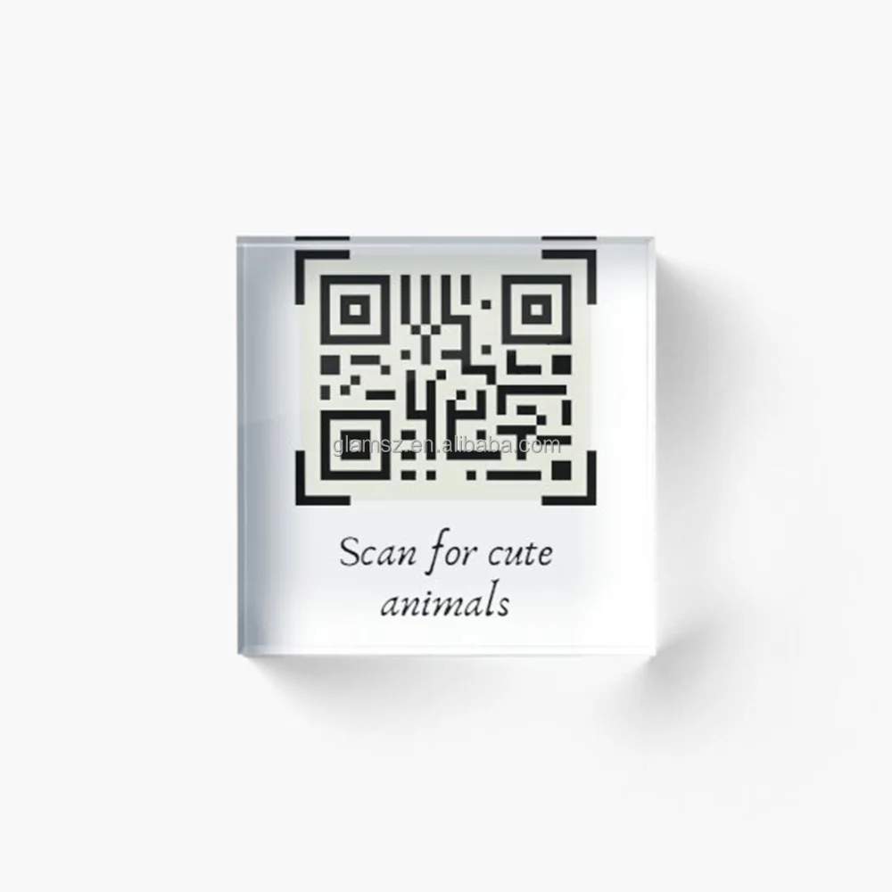 Wholesale  Custom Acrylic Transparent Qr Code Solid Block Clear Plexiglass Cube UV Printed Logo Brand Block
