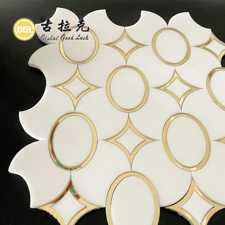 Chinese Waterjet Marble Mosaic Tile For Bathroom Glass Mosaic For Sales