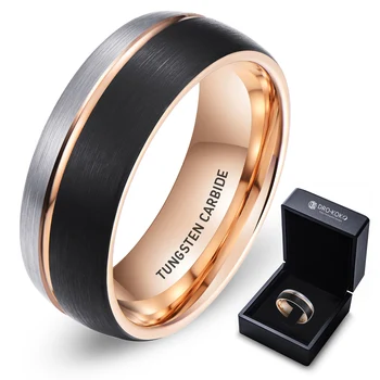 Retail Wedding Rings Couple Tungsten Carbide 8MM Ring Gold Men Fine Jewelry Rings