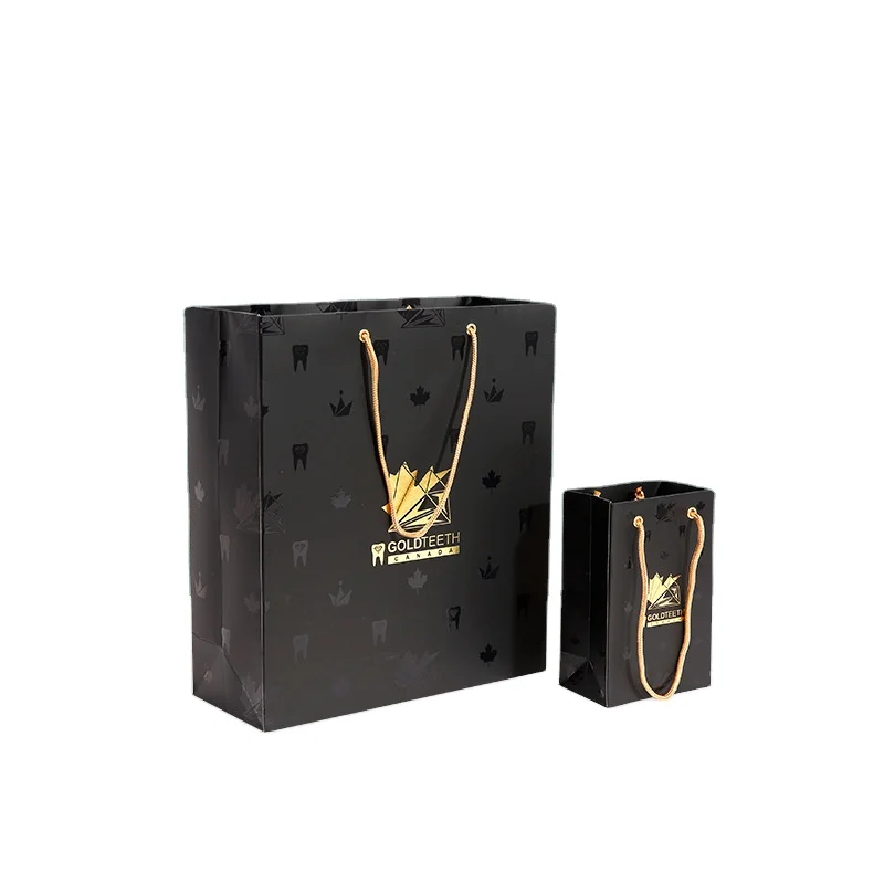 Black And Gold Personalized Clothing Shopping Gift Bag Custom Paper