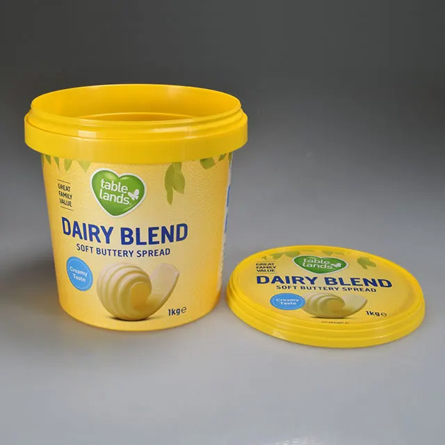 Custom 1000ML Disposable Round Bucket Iml Container Plastic Ice Cream Tub 1L Butter Icecream Packaging
