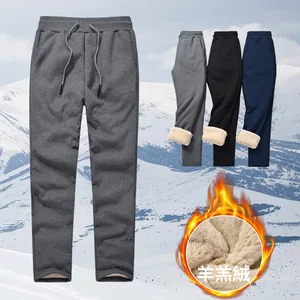 500G Heavyweight Lamb Wool Sweatpants for Men and Women Straight-leg Trousers with Thickening and Warming Lining for Large Sizes