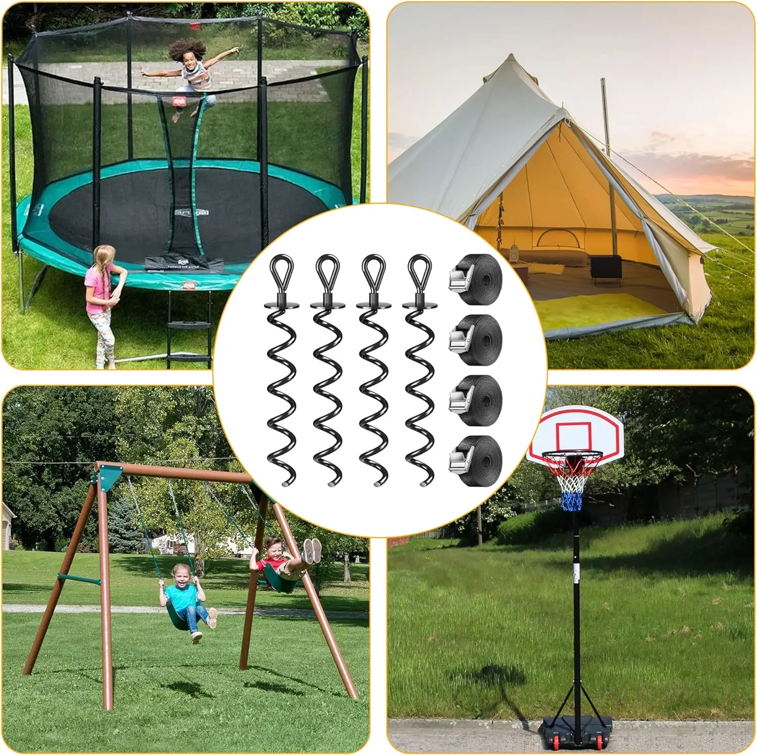 Outdoor Folding Ring Spiral Ground Anchor Ground Fixed Tent Swing Coil