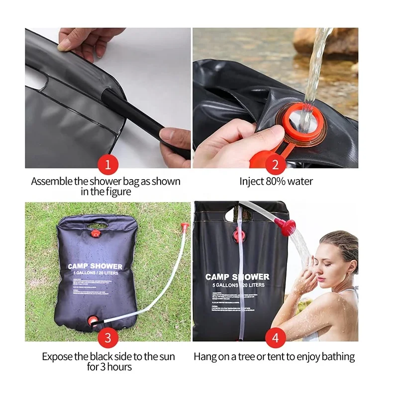 Portable Pvc Travel Hiking Water Shower Bag Lightweight Outdoor 20l 40l