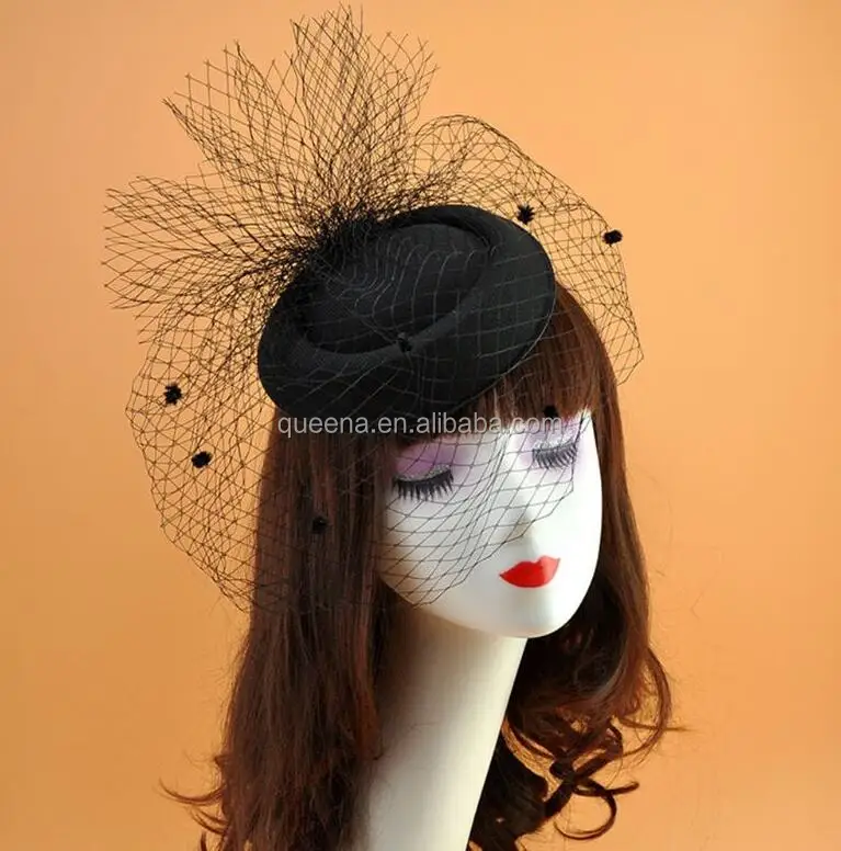 hat with fishnet veil