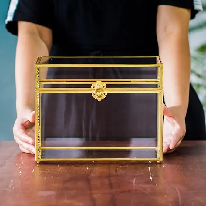 Acrylic Card Box with Lid for Wedding Reception Rectangle Storage Box ...