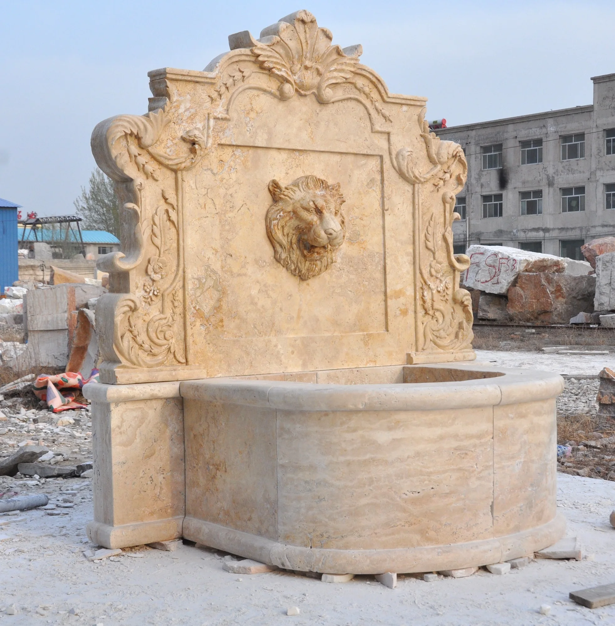 Natural Marble Garden Fountain Hand Carved Wall Fountain Customized
