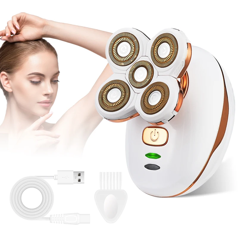 Portable USB-Charging Lady Shaver Five Stainless Steel Blades Waterproof Bikini Trimmer for Body Hair for Household RV Hotel Use