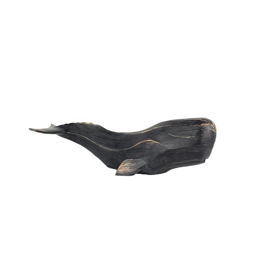 Whale Decorations Antique Wood Look Resin for Home SCULPTURE Artificial Europe