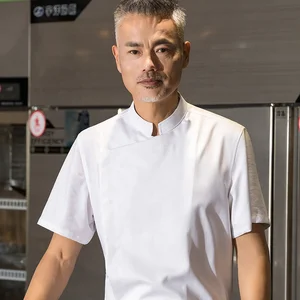 High-End Short-Sleeved Summer Boutique Chef Uniforms for Men for Restaurant Work Spring/Summer Baking Kitchen Work Canvas