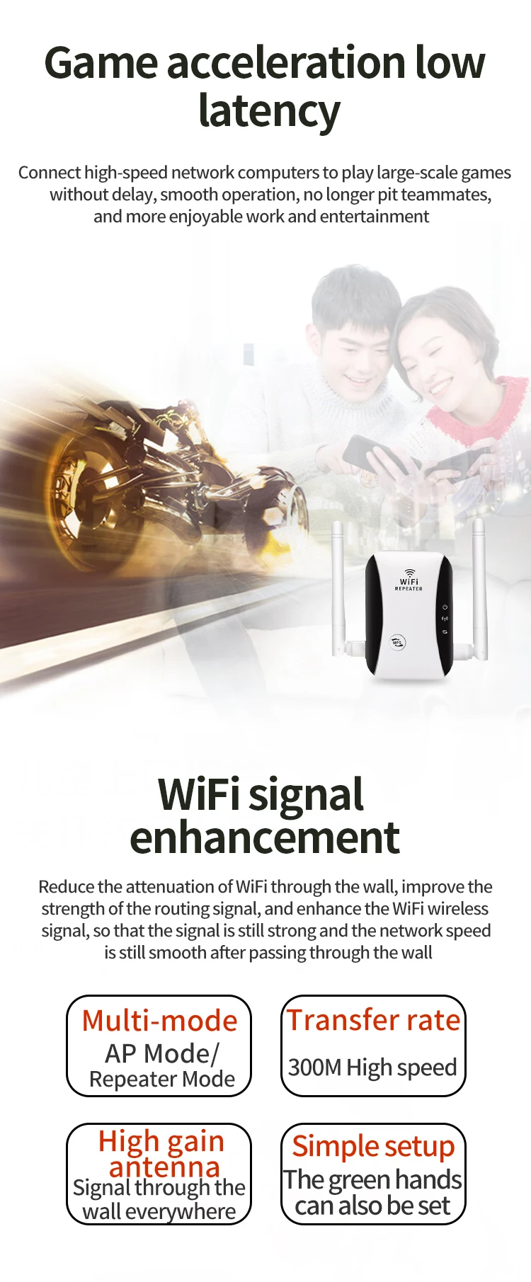 Dragonglass Wifi Repeater 300mbps Amplifier Network Extender Power