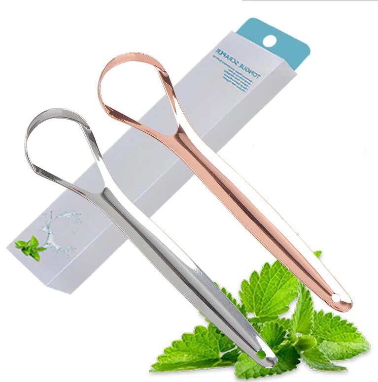 Лидер продаж скребок для языка из нержавеющей стали цвета розового золота очиститель взрослых и