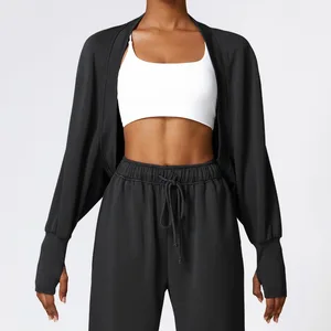 Bat-sleeved Cardigan Sweater With Sports Jacket Running Shawl Long-sleeved Fitness Wear