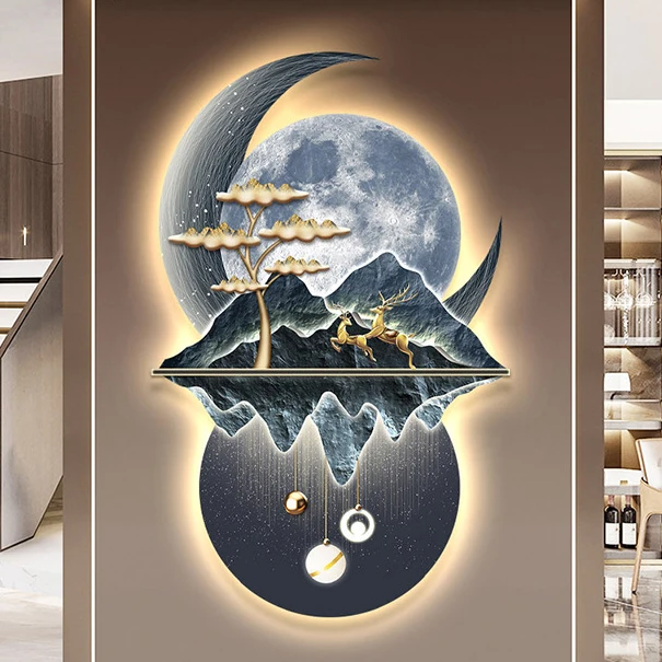 Factory direct selling decorative painting luxury Landscape  LED crystal wall Decor uv printing abstract  home wall decor