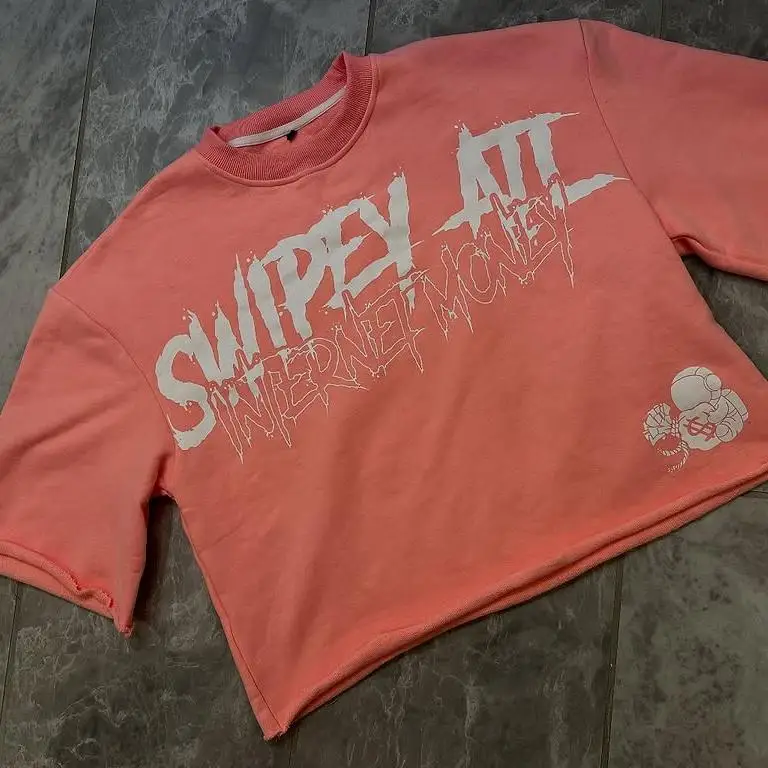 Boxy t-shirts med silkeskrift, høj kvalitet, symløs skrå skulder, 100 % hvid bomuld, kortet model, brugerdefineret grafisk print, heavy-weight (300 g/m²)
