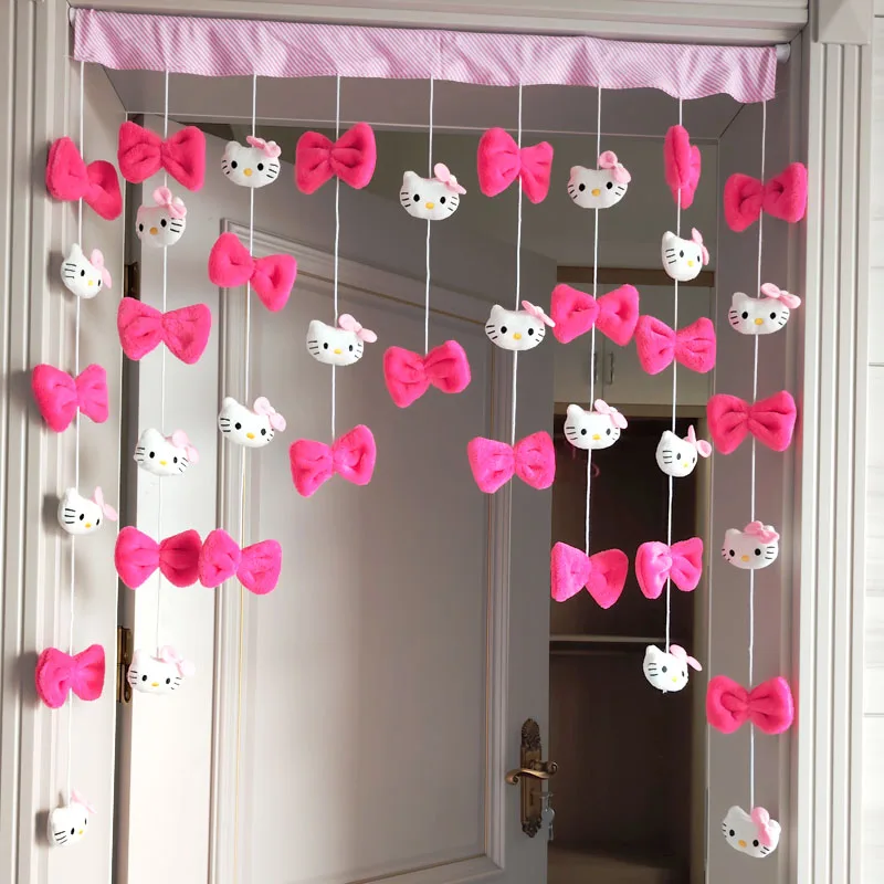 Kt cat Non-Perforated Hanging Curtain High Color Value Bow Curtain Wall Decoration Partition Home Decor