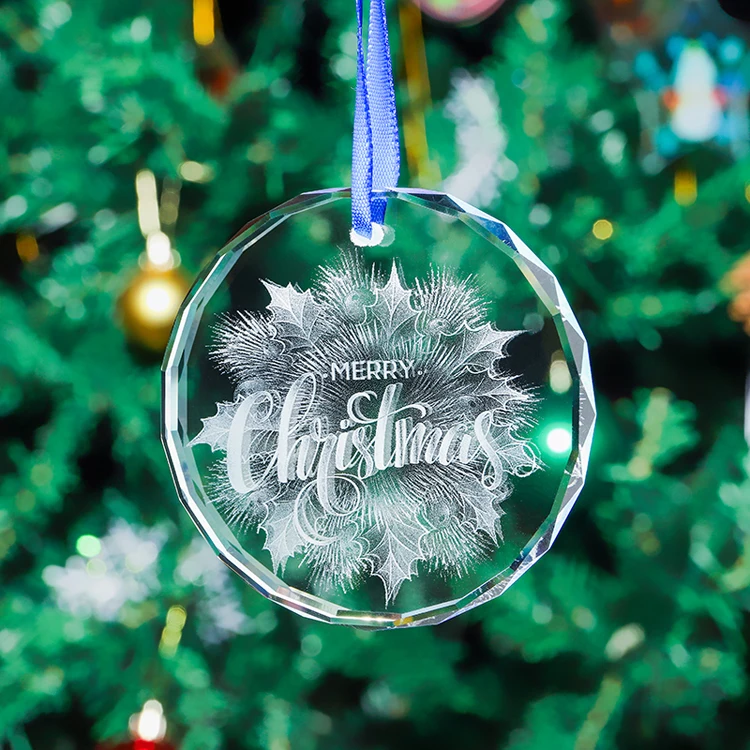 product wholesale custom snow round hanging ornament gifts creative christmas crystal glass pendant-38