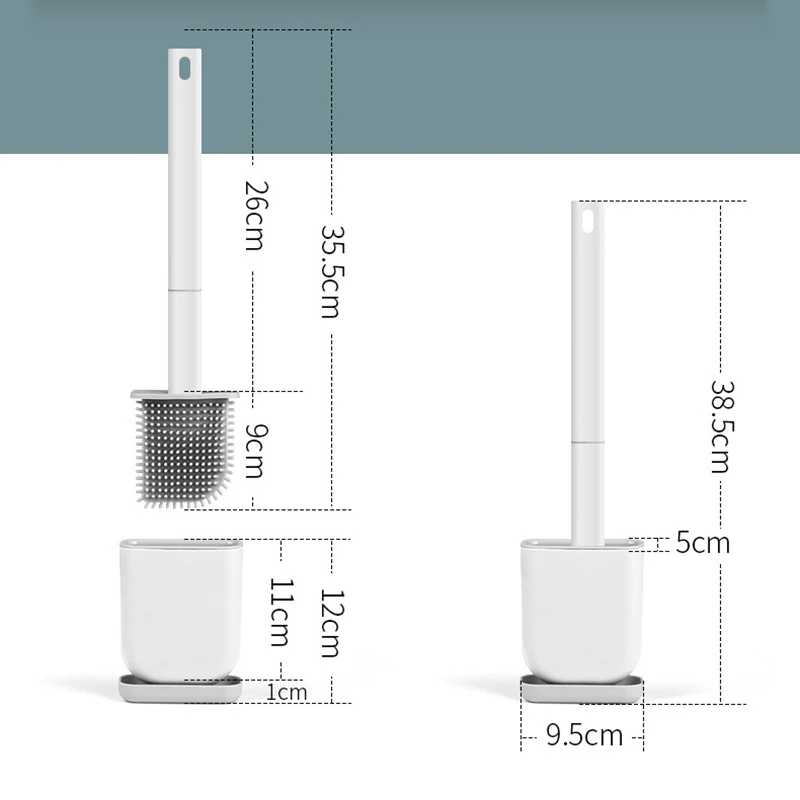 Conveniently Cleans Toilet Bowl Corners Silicone Plastic Bendable Head Wall-Mounted Floor-Standing Holder Brush Cleaning Brushes