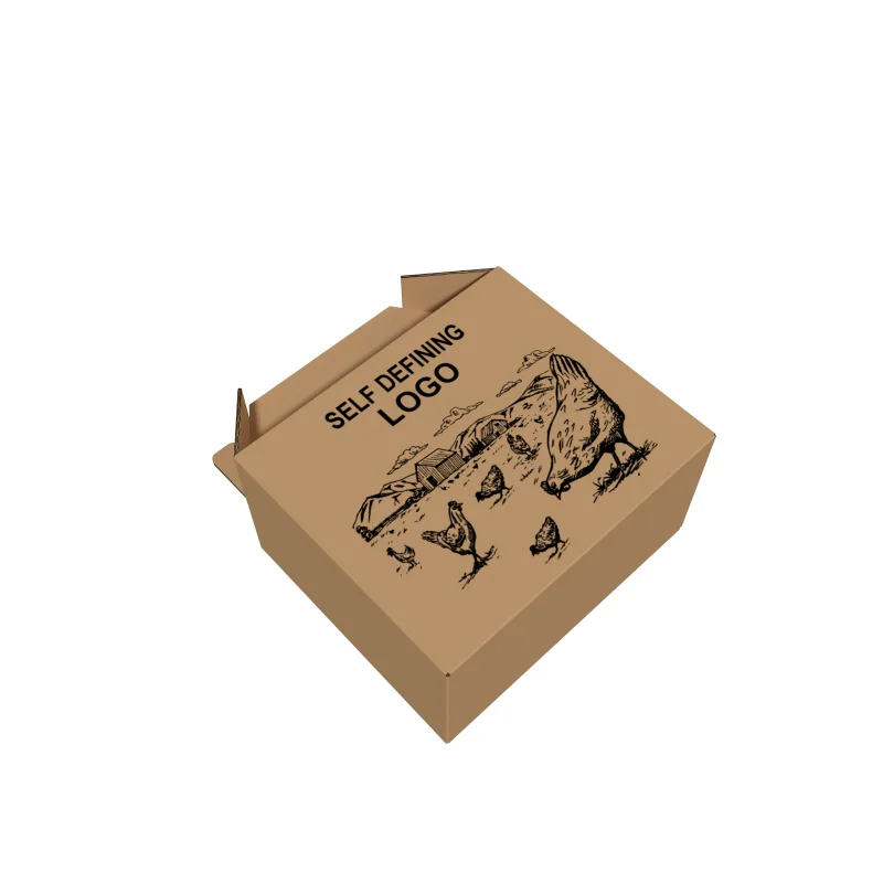 Printed Logo Chick Corrugated Paper Box Chicken Feed Cardboard Boxes Fruit Gift Packaging Box With Handle