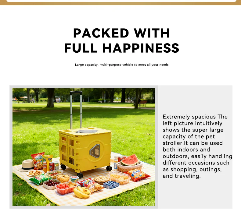 New Outdoor Camping Trolley Collapsible Cart Pet Out Carrying Cart High Quality Cart pp Material Cart details