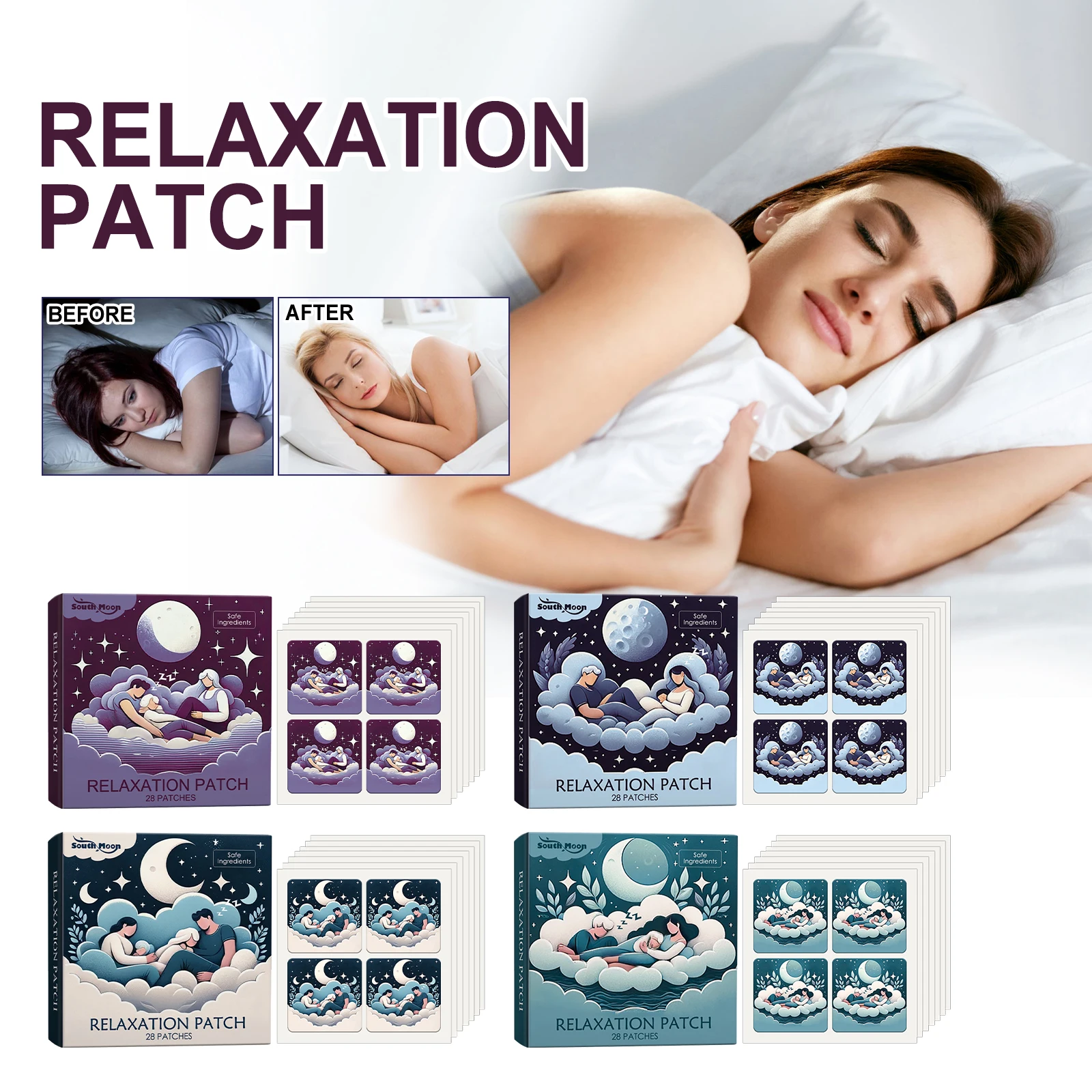 Nouveautés Patch de nuit de relaxation pour un sommeil de qualité Quatre couleurs Patch relaxant apaisant Produits pour améliorer le sommeil 28 pièces