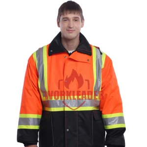 Custom Winter Hi Vis Oxford Waterproof Windproof Breathable Reflective Durable Unisex Parka Outdoor Safety Raincoat Workwear